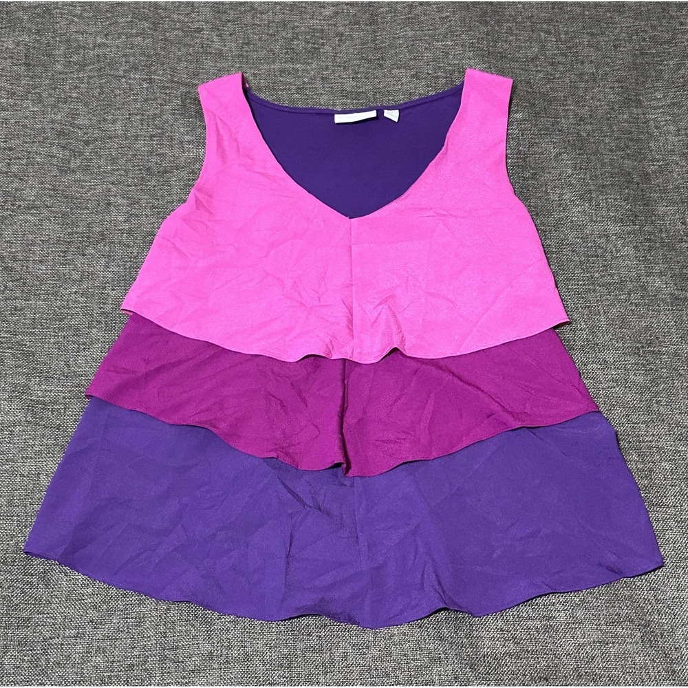 New York & Company Women's M Layered Ruffle Blouse